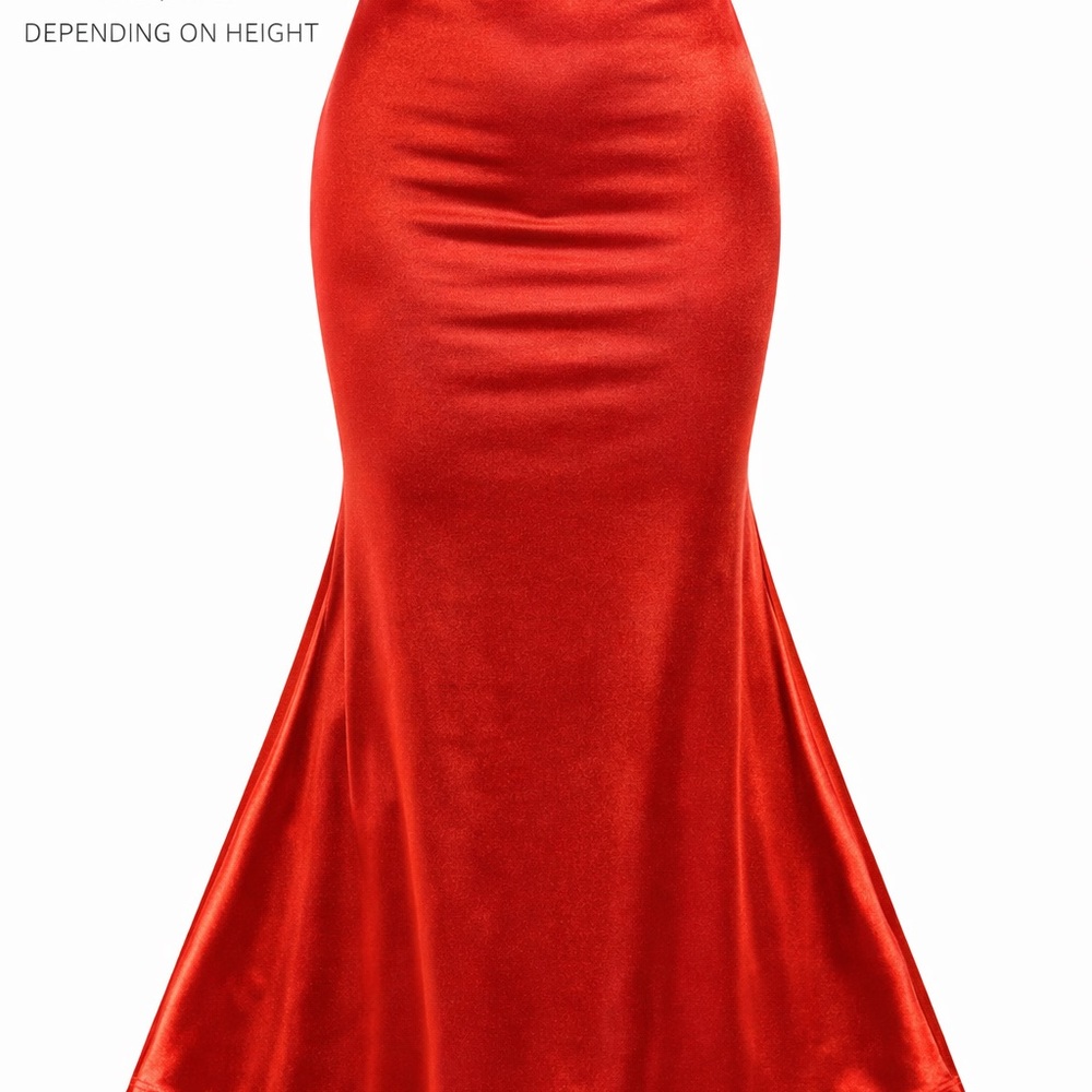 Red Satin Mermaid Maxi Midi Skirt SHEIN Curve 1XL Petite Friendly